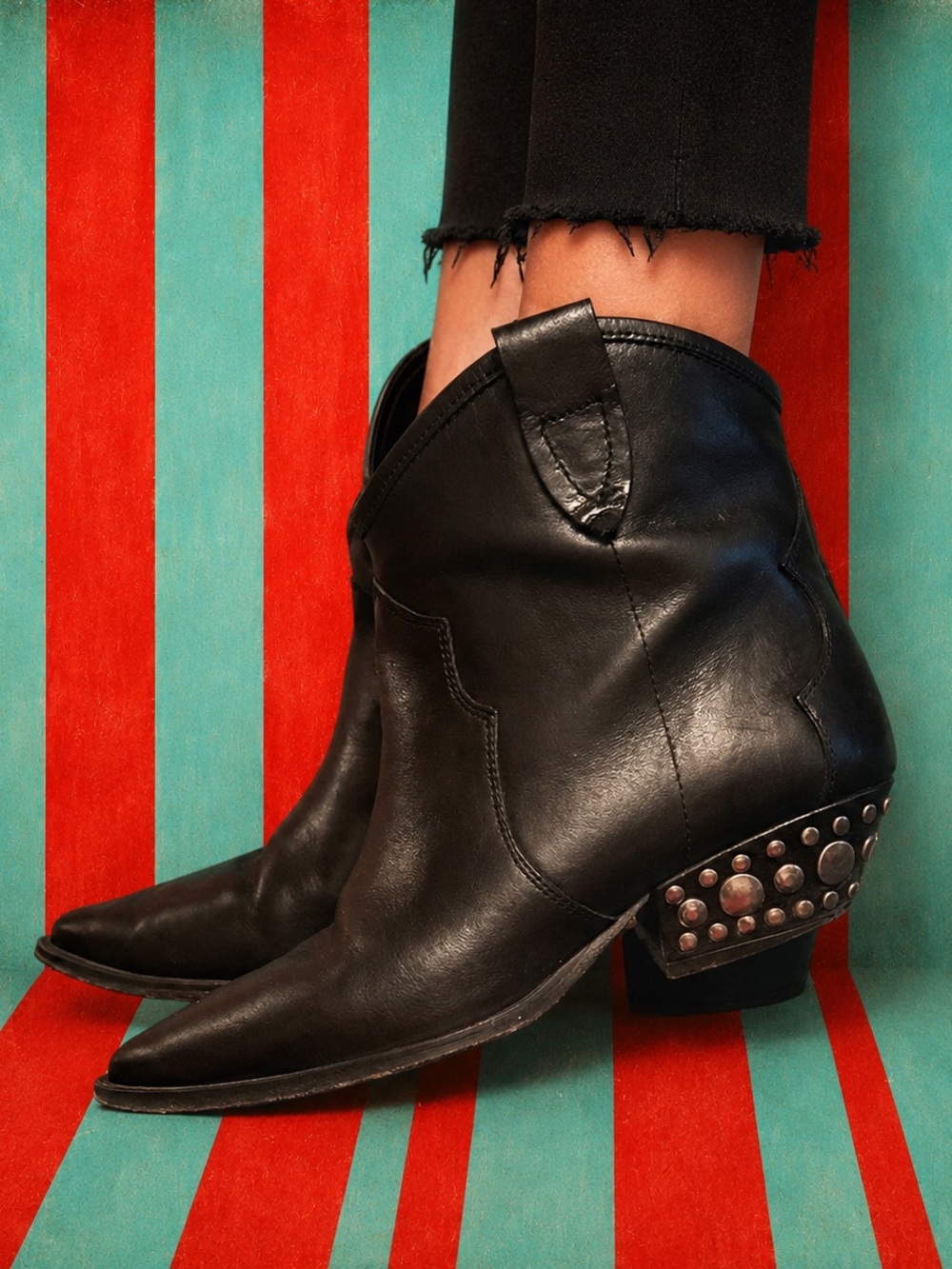 Isabel Marant Black Studded Leather Ankle Booties